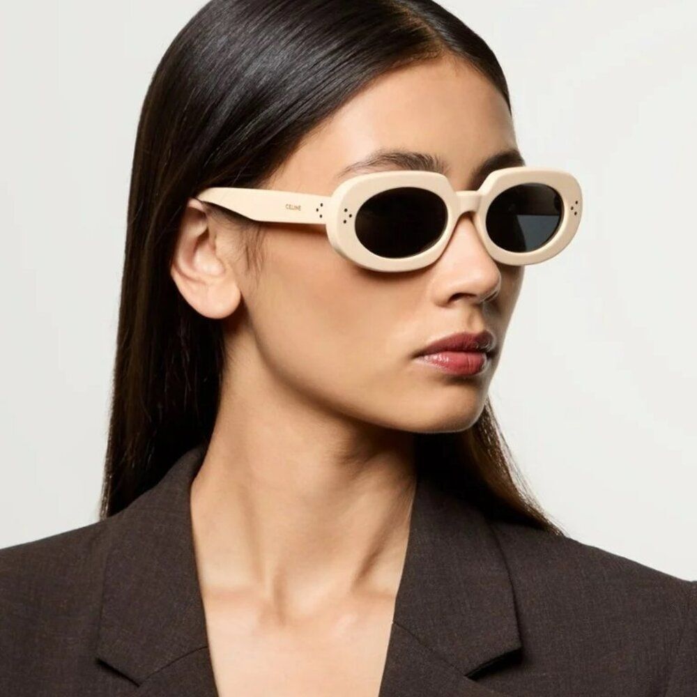 Celine 3 DOTS Women Sunglasses Ivory Grey Geometric CL40276U 25A BRAND NEW - Picture 2 of 10